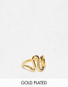GC\X ASOS DESIGN 14k gold plated ring with squiggle design fB[X