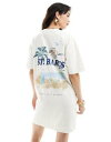 GC\X ASOS DESIGN oversized mini t-shirt dress in St. Barts print in cream fB[X