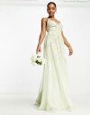 エイソス　ドレス エイソス ASOS DESIGN Bridesmaid pearl embellished cami maxi dress with floral embroidery in sage レディース