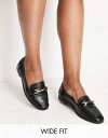 エイソス エイソス ASOS DESIGN Wide Fit Verity loafer flat shoes with trim in black レディース