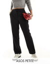 ASOS Petite GC\X ASOS DESIGN Petite tailored ankle length trousers in black fB[X
