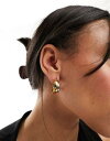 GC\X ASOS DESIGN waterproof stainless steel hoop earrings with mixed metal design fB[X