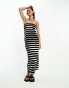 GC\X ASOS DESIGN bandeau bodycon midi dress in mono stripe fB[X