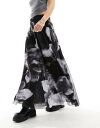 GC\X ASOS DESIGN double layer mesh floaty maxi skirt in floral print fB[X