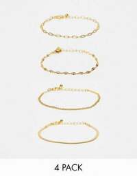 エイソス ASOS Curve エイソス ASOS DESIGN Curve 14k gold plated pack of 4 bracelets with mixed chain detail レディース