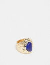 エイソス ASOS DESIGN ring with molten design and real semi precious stone in vintage style gold レディース