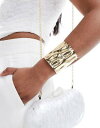 GC\X ASOS DESIGN cuff bracelet with molten design in gold tone fB[X