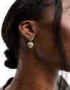 GC\X ASOS DESIGN drop earrings with mini heart design in gold tone fB[X