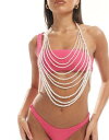 GC\X ASOS DESIGN body harness with layered graduated faux freshwater pearl design fB[X