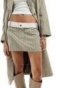 GC\X ASOS DESIGN micro mini skirt with detachable turnover waist in beige stripe fB[X