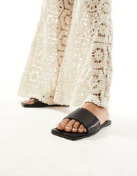 エイソス エイソス ASOS DESIGN Fig square toe flat sandals in black レディース