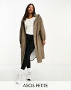 ASOS Petite GC\X ASOS DESIGN Petite rubberised rain parka coat in mushroom fB[X