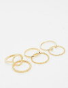 GC\X ASOS DESIGN pack of 6 rings with open circle detail in gold tone fB[X