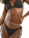 GC\X ASOS DESIGN belly chain with crystal cupchain and faux pearl design in silver tone fB[X