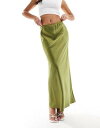 GC\X ASOS DESIGN satin bias maxi skirt in olive fB[X