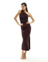 エイソス　ドレス エイソス ASOS DESIGN pleated one shoulder scuba midi dress in aubergine レディース