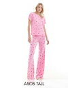 エイソス パジャマ レディース エイソス ASOS DESIGN Tall mix & match super soft heart print pyjama trouser in pink レディース