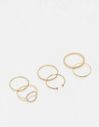 ASOS Curve エイソス ASOS DESIGN Curve pack of 6 rings with open circle detail in gold tone レディース