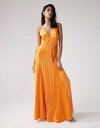 エイソス　ドレス エイソス ASOS DESIGN satin cami maxi dress with sheer panel details in orange レディース