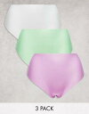 エイソス ASOS DESIGN 3 pack no vpl hipster short in white lilac & pistachio レディース