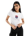 エイソス ASOS DESIGN route 66 embroidered baby tee in ivory レディース