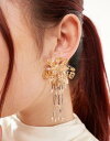 エイソス エイソス ASOS DESIGN stud earrings with waterfall floral beaded detail in gold tone レディース