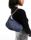 エイソス バッグ エイソス ASOS DESIGN denim diamante chain shoulder bag in blue レディース