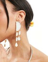 GC\X ASOS DESIGN drop earrings with white enamel detail in gold tone fB[X
