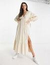 エイソス　ドレス エイソス ASOS DESIGN cotton crochet pintuck maxi dress in vintage cream レディース