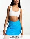 ASOS Tall GC\X ASOS DESIGN Tall linen mini slip skirt in turquoise fB[X