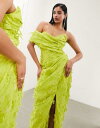 GC\X ASOS EDITION structured texture corset midaxi dress with folded detail in lime fB[X