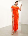 GC\X ASOS EDITION chiffon bardot ultimate ruffle maxi dress in red fB[X