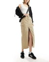 JoNC Calvin Klein Jeans front split denim maxi skirt in tan fB[X