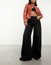Collusion R[W COLLUSION x013 mid rise wide leg jeans in washed black fB[X