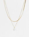 fUCr[ DesignB London multirow necklace with semi precious stone in gold tone fB[X