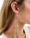 fUCr[ DesignB London long pearl drop earrings in gold fB[X