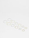 fUCr[ DesignB London pack of 6 mixed size hoop earrings in gold and silver fB[X