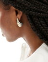 デザインビー DesignB London textured teardrop stud earrings in gold レディース