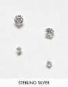 Kingsley Ryan sterling silver 2 pack of crystal stud earrings in silver fB[X