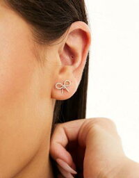 Kingsley Ryan Sterling Silver wire bow stud earrings in silver レディース