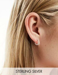 Kingsley Ryan Sterling Silver 12mm crystal hoop earrings in silver レディース