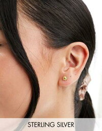 Kingsley Ryan Sterling Silver happy flower stud earrings in gold レディース