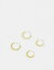 Kingsley Ryan Gold Plated twisted hoop earrings 2 pack in gold ǥ