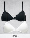 Lindex Petite 2-pack lightly padded T-shirt bra in black and white レディース