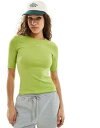 Monki fitted soft t-shirt in lime green fB[X