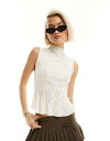 Motel high neck lace vest top in ivory レディース