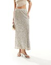 lo[t[hX Never Fully Dressed sequin maxi skirt in silver fB[X