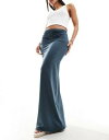 I[ ONLY ruched front maxi skirt in dark grey fB[X