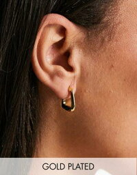 Pieces exclusive 18k plated geometric hoops in gold レディース