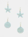 Pieces 2 pack star & shell earrings in blue fB[X